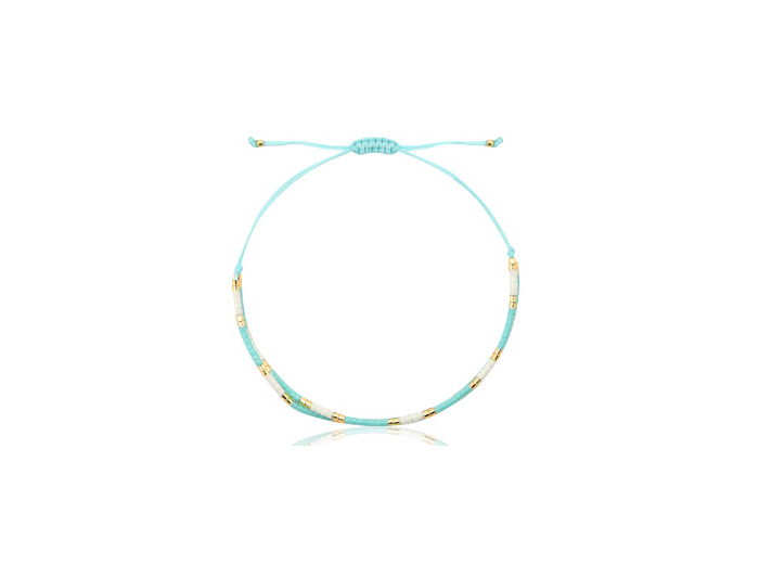 Bracelet Miyuki Bleu turquoise-blanc- doré