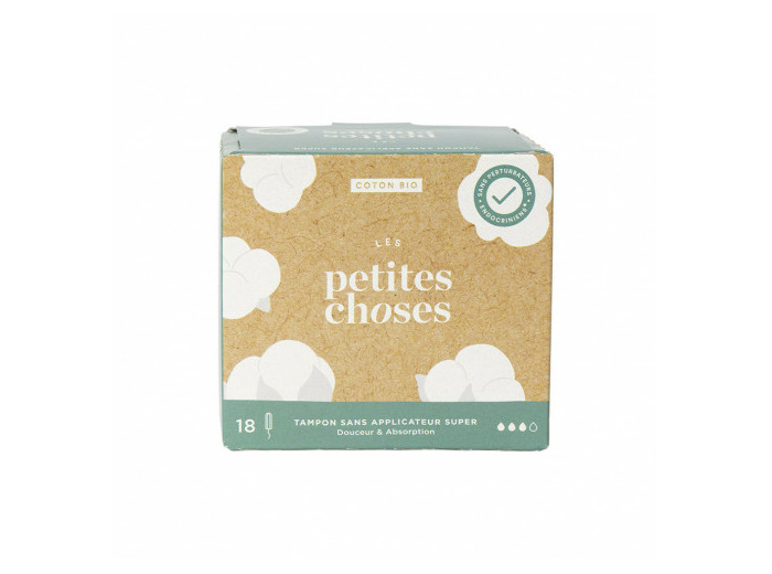 Tampons Flux Super Sans Applicateurs Coton Bio Boîte de 18 Les Petites Choses