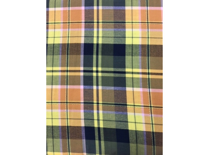 Tissu tartan jaune et marine