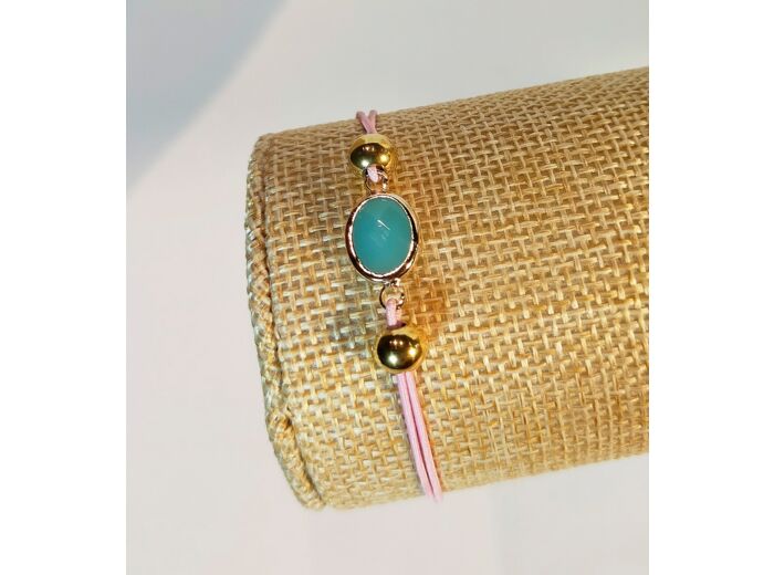 Bracelet élastique doré/bleu/rose