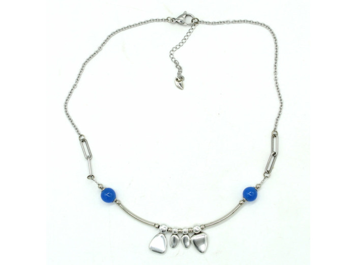 Collier famille bleu argenté