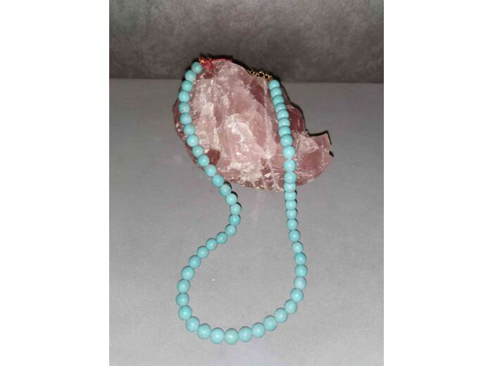 Collier perles 8mm Howlite turquoise olpa1875