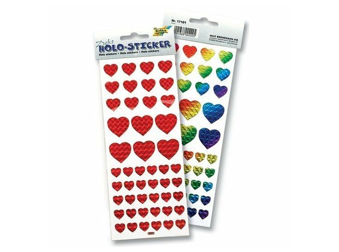 Stickers holographiques "Coeurs", couleurs assorties