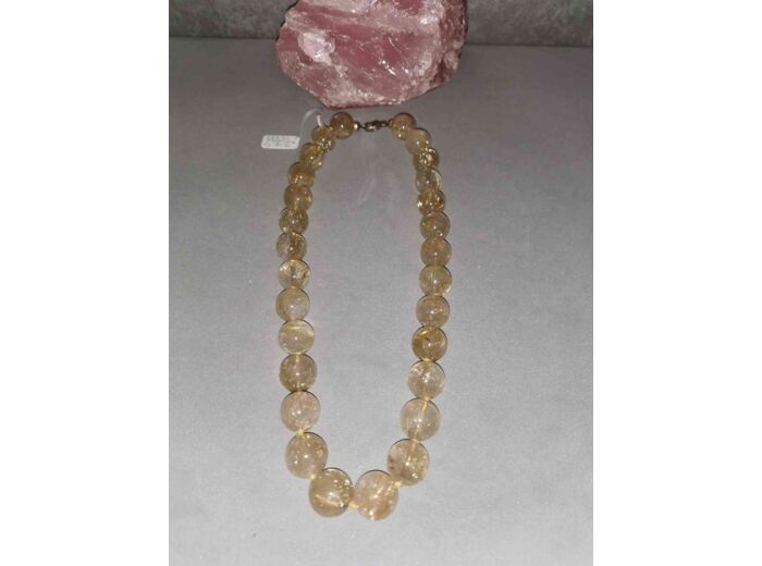 Collier quartz rutile qualité extra perles 14mm x 45cm