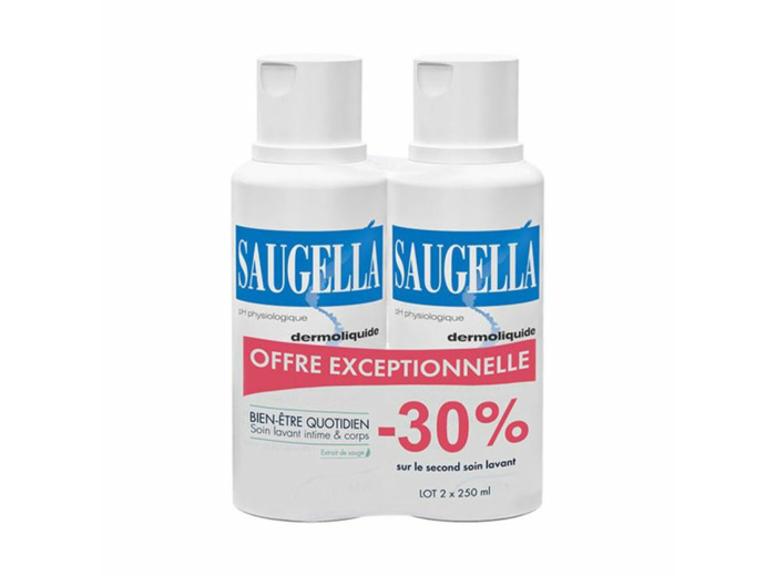 Soin Lavant Doux Toilette Intime Et Corporelle 2x250ml Dermoliquide Saugella
