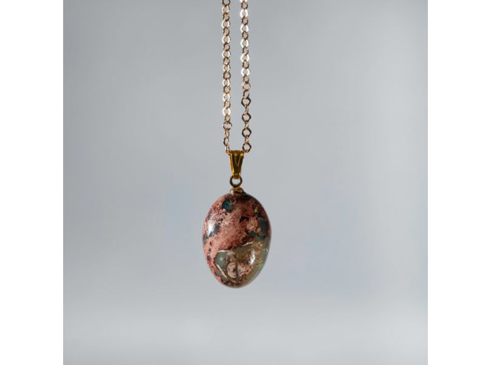 COLLIER PLAQUE OR 18K OPALE DE FEU SUR MATRICE REF MH BG17