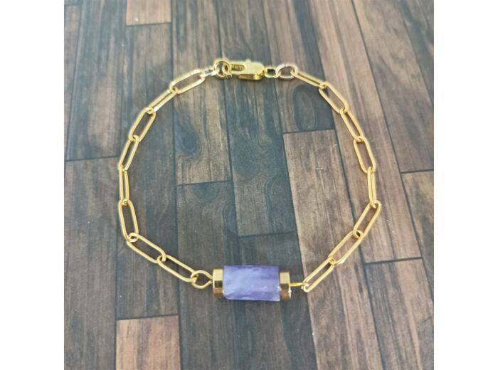 Bracelet chaîne doré améthyste