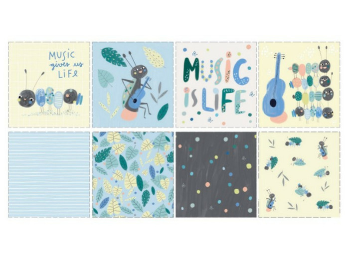 Coupon Tissu popelin Ants & Music, Katia fabrics