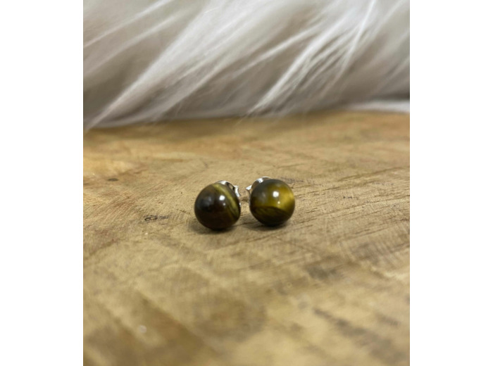 Puce d'oreilles Œil de tigre argent