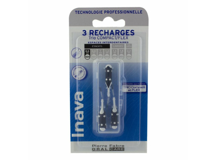 Recharges Brossettes Interdentaires 0.6mm Noir X3 Inava