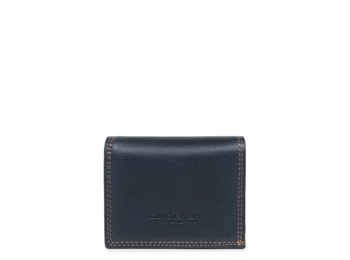 Lancaster Soft Vintage Homme Porte Monnaie 120-10 Bleu Fonce Camel