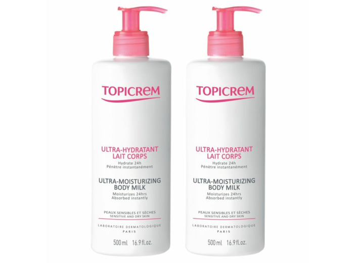 Lait Corps 2x500ml Ultra-Hydratant Peaux Sensibles Et Seches Topicrem