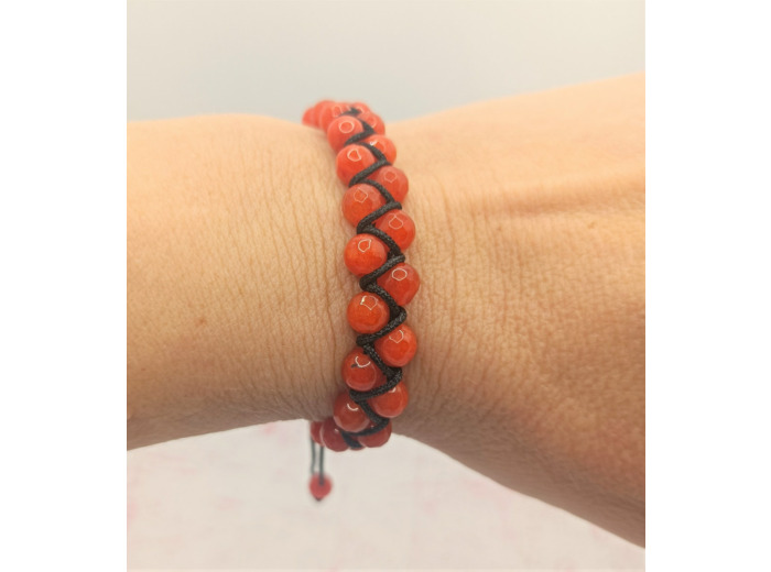 Bracelet double rang en perles de Jade orange