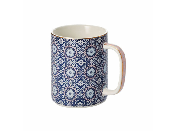 Mug bleu, rose et blanc