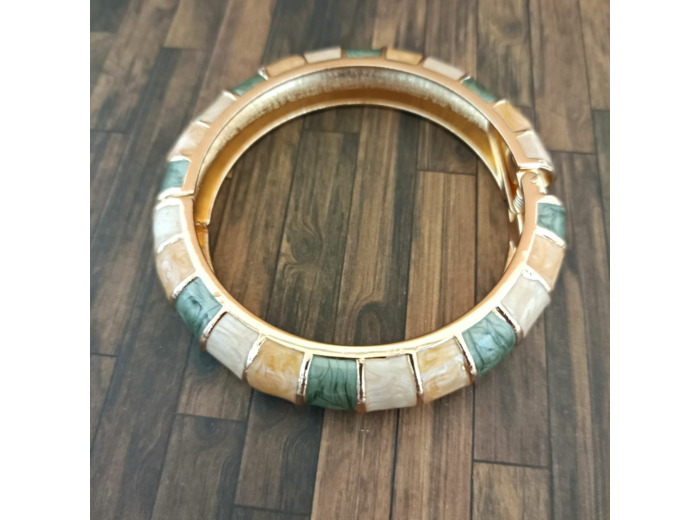 Bracelet jonc tendance Doré-multicolore marbré