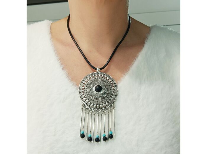 Gros collier onyx/turquoise