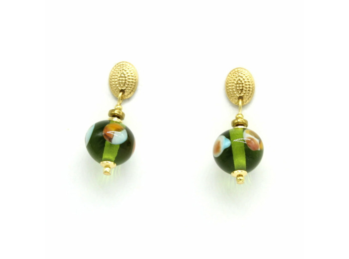 Boucles d'oreilles Murano olive  – Salvia