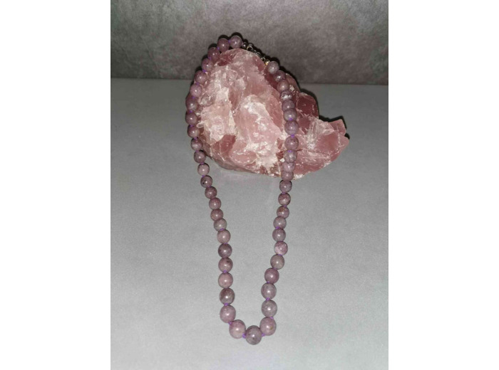 Collier Lepidolite perles 8mm 45cm