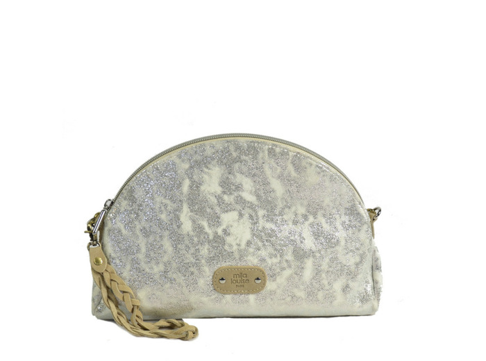 Mila Louise Roza CU Sac et Pochette Toile Irisée Silver