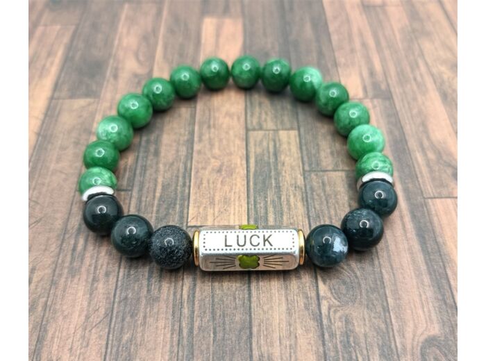 Bracelet "Luck" Agate mousse/Jade vert