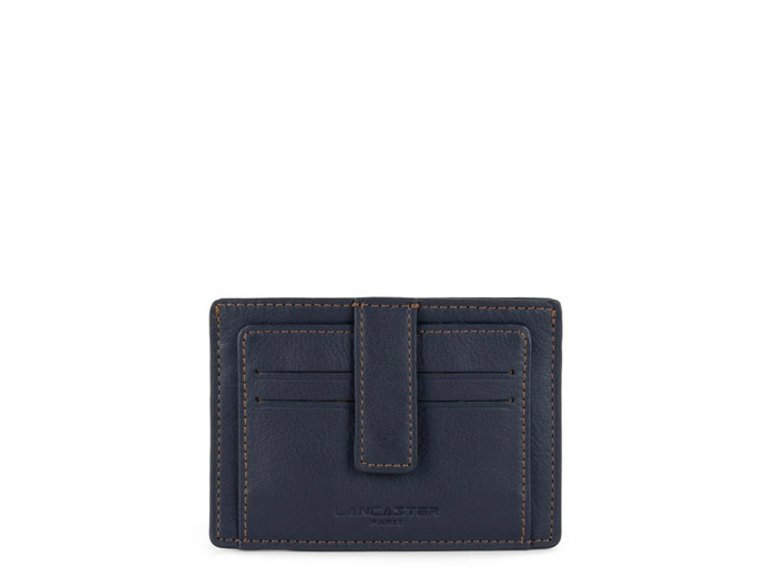 Lancaster Soft Vintage Homme Porte-cartes 120-41 Bleu Fonce Camel
