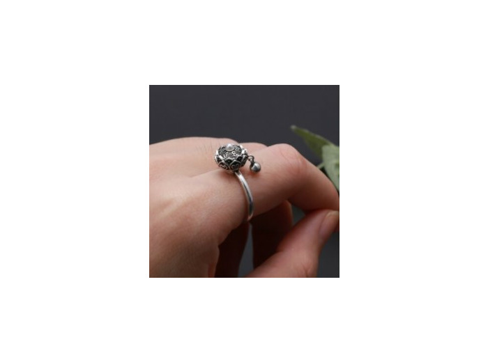 Bague roue de prière rotatif argenté 2