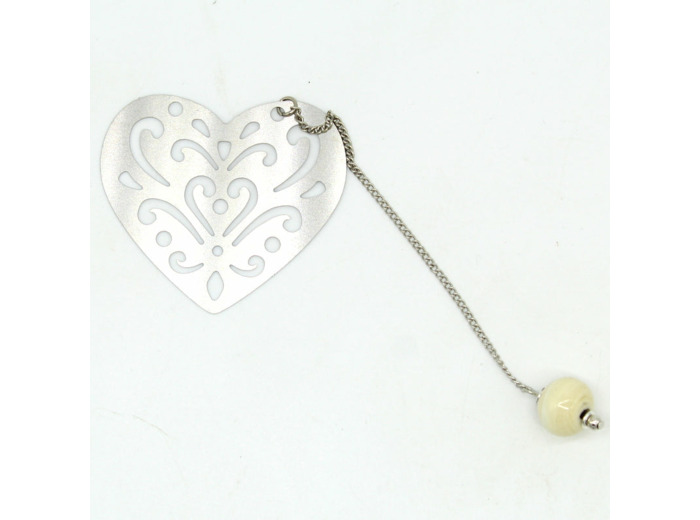 Marque-page coeur ivoire