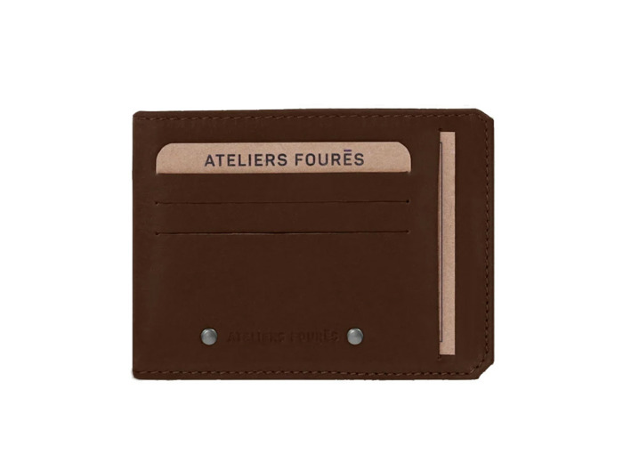 Ateliers Fourès Baroudeur Portefeuille avec poche monnaie au dos F944 Cognac