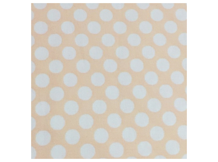 Tissu Stof, Coton abricot gros pois blancs