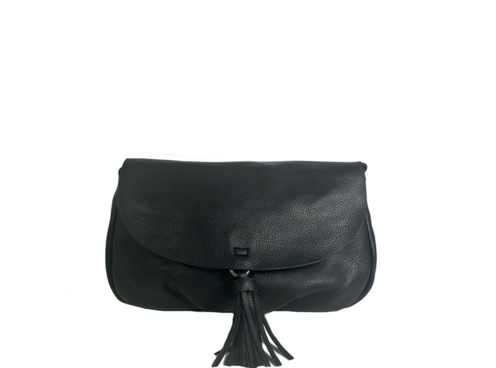 Farfouillette Sac Porté Travers A Rabat Et Pompon 3 Compartiments Noir