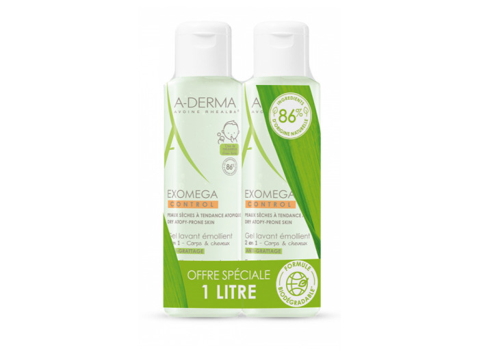 A-DERMA GEL LAV EMOLL 2EN1 A-GRAT 2X500ML