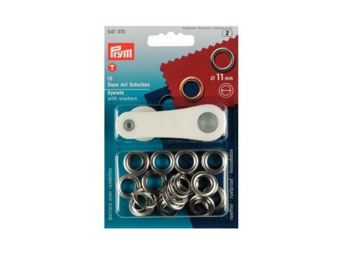 Œillets avec rondelles 11 mm - Argent - Prym