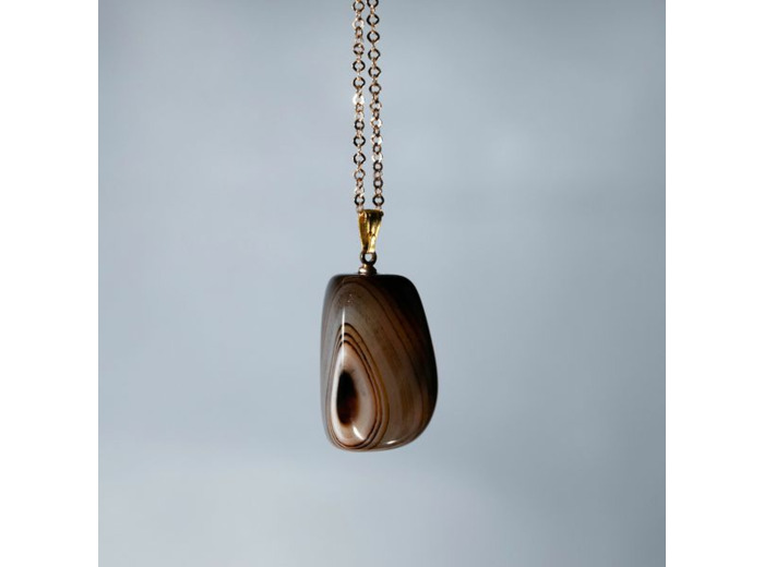 COLLIER PLAQUE OR 18K PENDENTIF AGATE AAA REF MH BG20