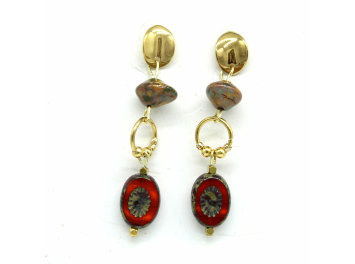 Boucles d'oreilles fleurs terracota Soryne