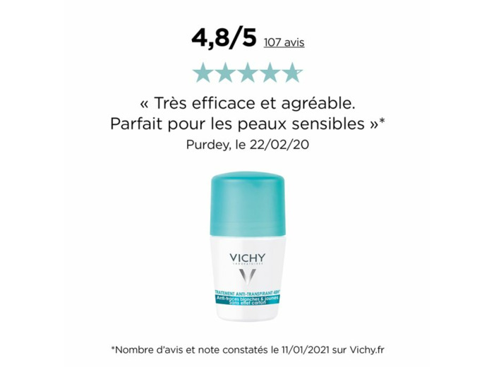 Anti-transpirant Anti-traces 50ml Déodorant Roll-on Vichy
