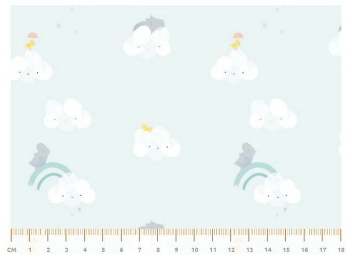 Tissu popeline Sky cloud rhinos Katia Fabrics