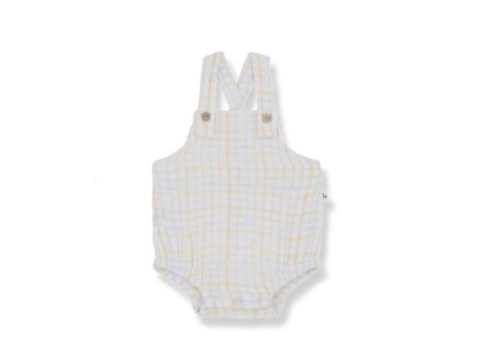 Barboteuse carreaux ecru Baba