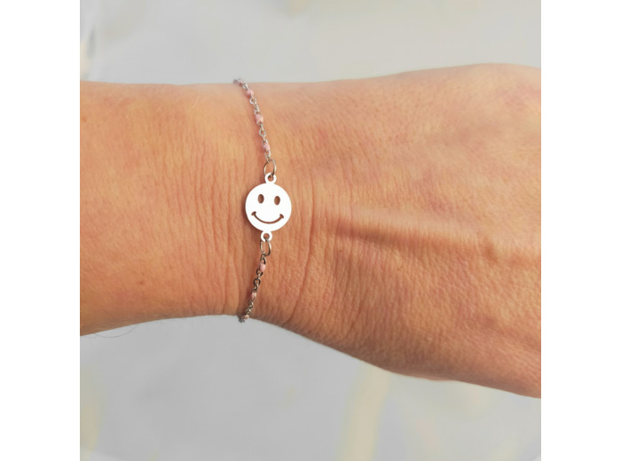 Bracelet smiley rose/argenté