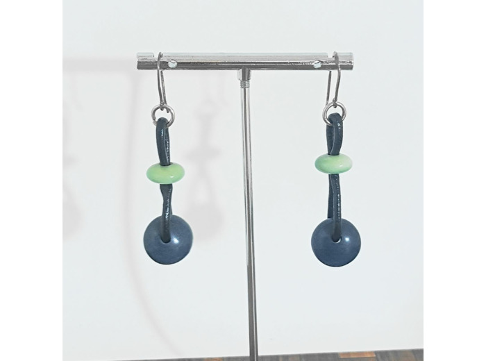 Boucles d'oreilles Enara bleu-turquoise en ivoire végétal