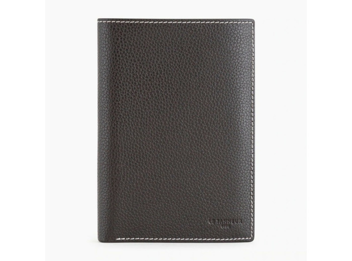 Le Tanneur Charles Portefeuille Moyen 2 Volets Cuir Grainé Café Craie