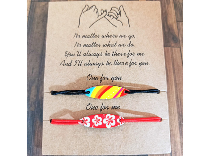 2 Bracelets surf rouge et coloré