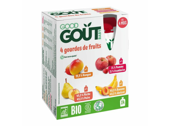 Gourdes de fruits Bio 4x120g Dès 4 mois Good Gout