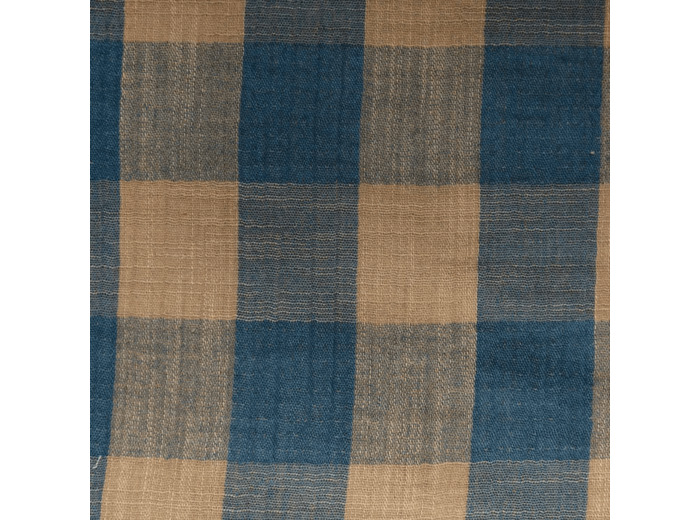 Tissu coton mousseline - Vichy Sand & Blue Katia