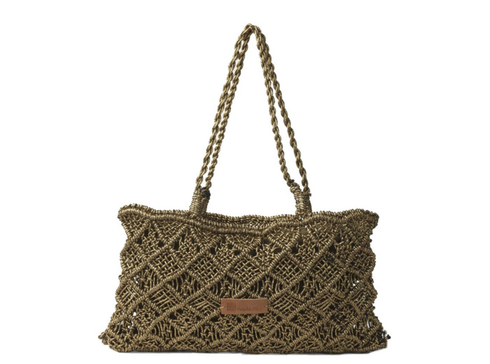 Biba Metal Sonora Sac Baguette En Coton Tressé Bronce