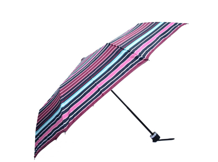 Isotoner Parapluie Femme Pliant Manuel Rayure Blush