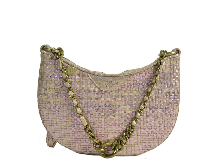 Mila Louise Nelia W Sac Demi-lune Cuir Tressé Rosée