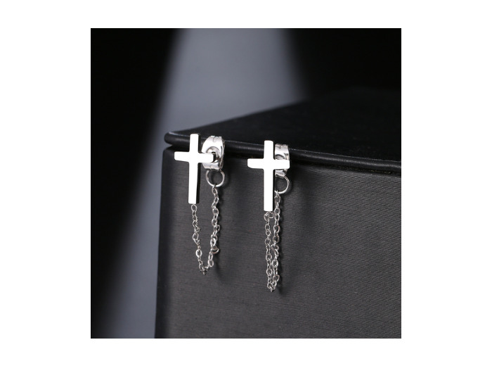 Boucles d'oreilles croix/chaîne