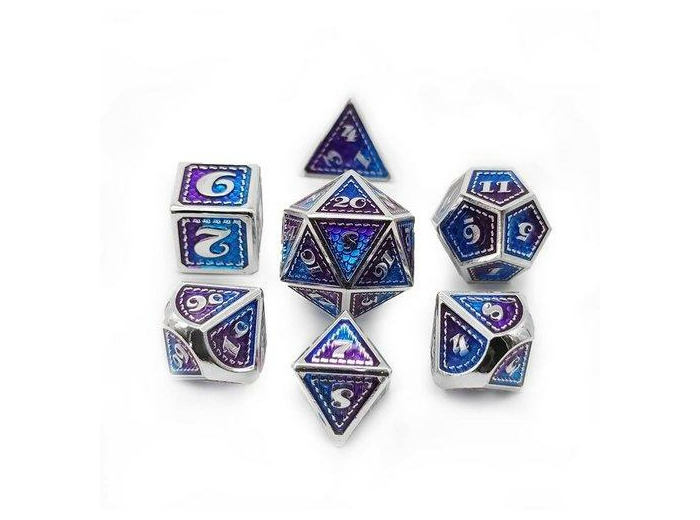 SET DE DÉS DRAGON Chrome bleu violet