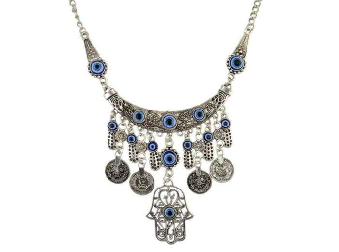 Parure en pièces de monnaie bohème main de Fathma