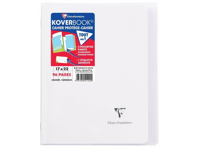 Cahier "Koverbook" - Polypro - 17x22 - 96 pages - Séyès - Incolore
